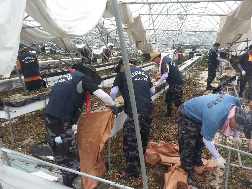 대한민국특수임무유공자회 재난구조단에서 피해복구작업에 나섰다.